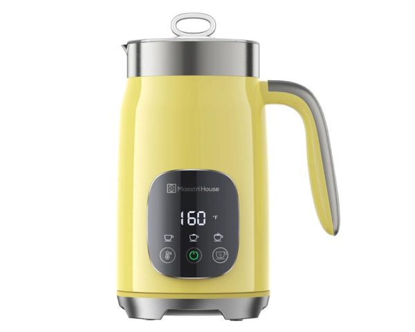 Maestri House 14oz Smart Adjustable Temperature & Thickness Control for Lattes, Cappuccinos, and Mochas Integrated Milk Frother Yellow Online now