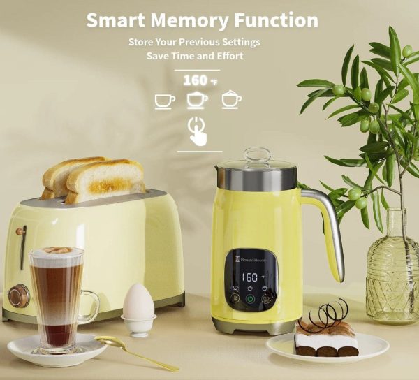 Maestri House 14oz Smart Adjustable Temperature & Thickness Control for Lattes, Cappuccinos, and Mochas Integrated Milk Frother Yellow Online now