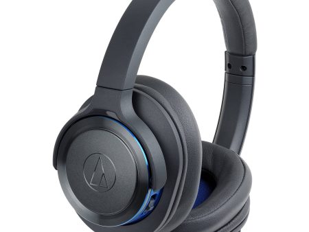 Audio-Technica Solid Bass Wireless Over-Ear Headphones, Gunmetal Blue Hot on Sale