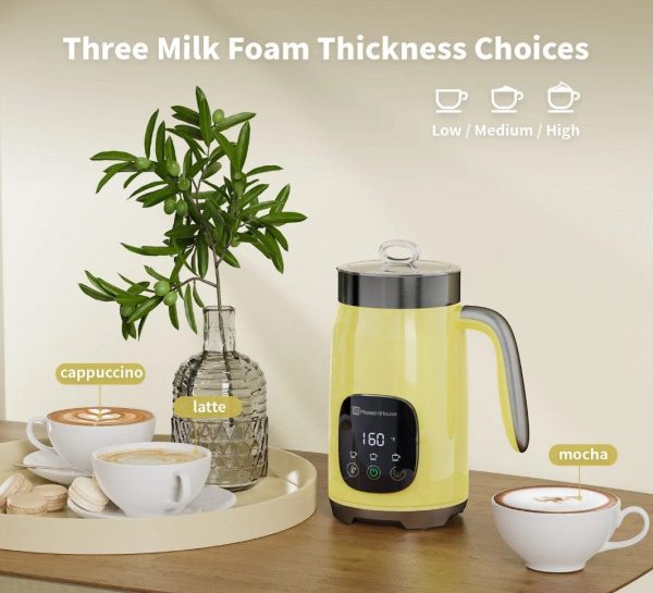 Maestri House 14oz Smart Adjustable Temperature & Thickness Control for Lattes, Cappuccinos, and Mochas Integrated Milk Frother Yellow Online now