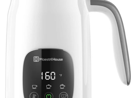 Maestri House 14oz Smart Adjustable Temperature & Thickness Control for Lattes, Cappuccinos, and Mochas Integrated Milk Frother White Hot on Sale