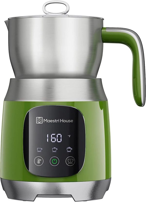 Maestri House 21oz Smart Touch Control,Variable Temp and Froth Thickness Detachable Milk Frother Green For Sale