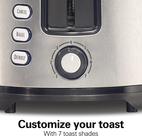 Hamilton Beach 2 Slice Extra Wide Slot Toaster with Bagel & Defrost Settings, Shade Selector, Toast Boost, Auto Shutoff, Black & Stainless Steel For Sale