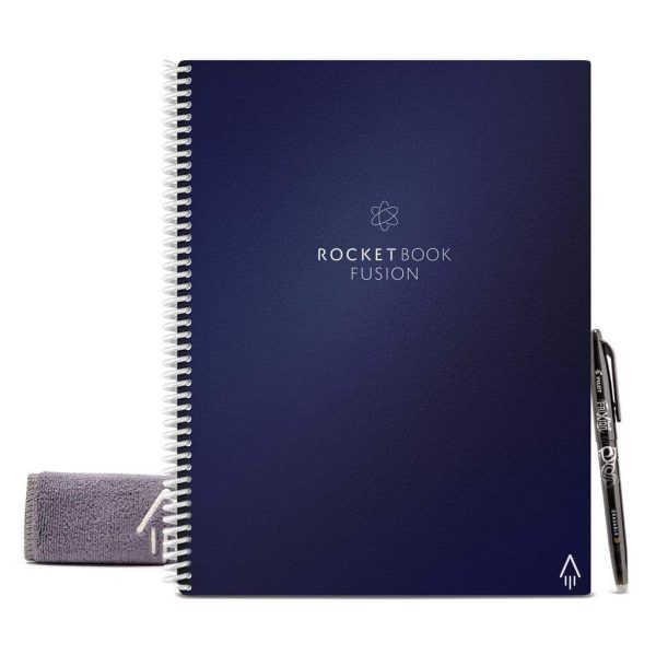 Rocketbook EVRF-L-M-K-CDF Fusion Mini Notebook 2 Pens 2 Cloths Dark Blue Letter Supply