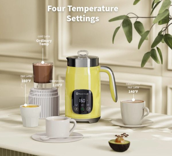 Maestri House 14oz Smart Adjustable Temperature & Thickness Control for Lattes, Cappuccinos, and Mochas Integrated Milk Frother Yellow Online now