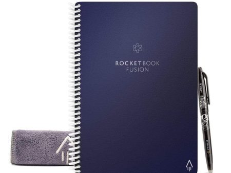 Rocketbook EVRF-E-M-K-CDF Fusion Mini Notebook Bundle 2Pen 2Cloth Blue Executive For Cheap